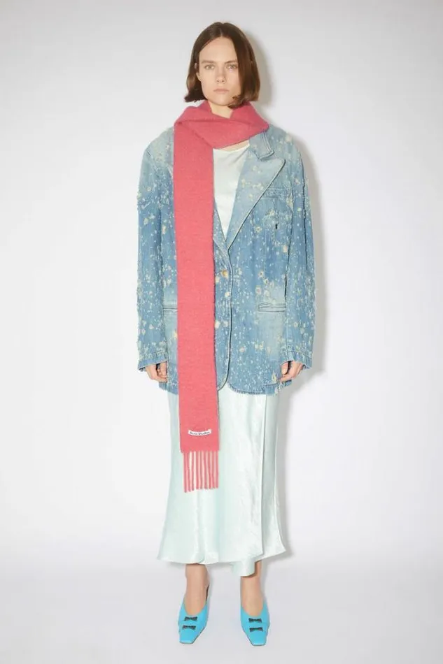 Acne Studios Scarves Woman Woolalpaca Fringe Scarf 8211 Skinny Rose Pink