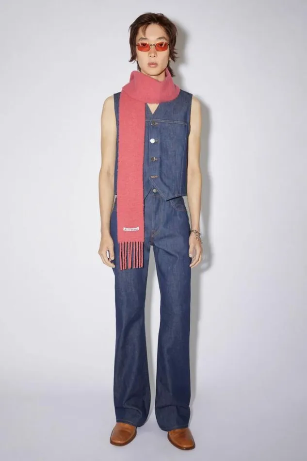 Acne Studios Scarves Woman Woolalpaca Fringe Scarf 8211 Skinny Rose Pink