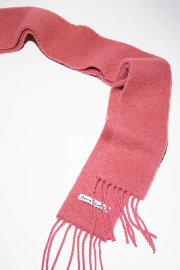 Acne Studios Scarves Woman Woolalpaca Fringe Scarf 8211 Skinny Rose Pink