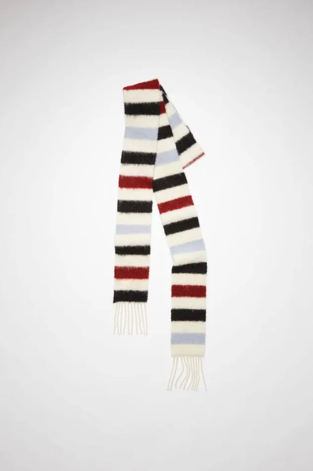 Acne Studios Scarves Woman Woolalpaca Fringe Scarf 8211 Skinny WhiteRedBlack