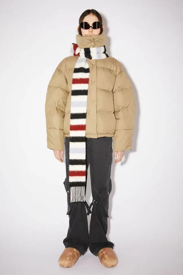 Acne Studios Scarves Woman Woolalpaca Fringe Scarf 8211 Skinny WhiteRedBlack