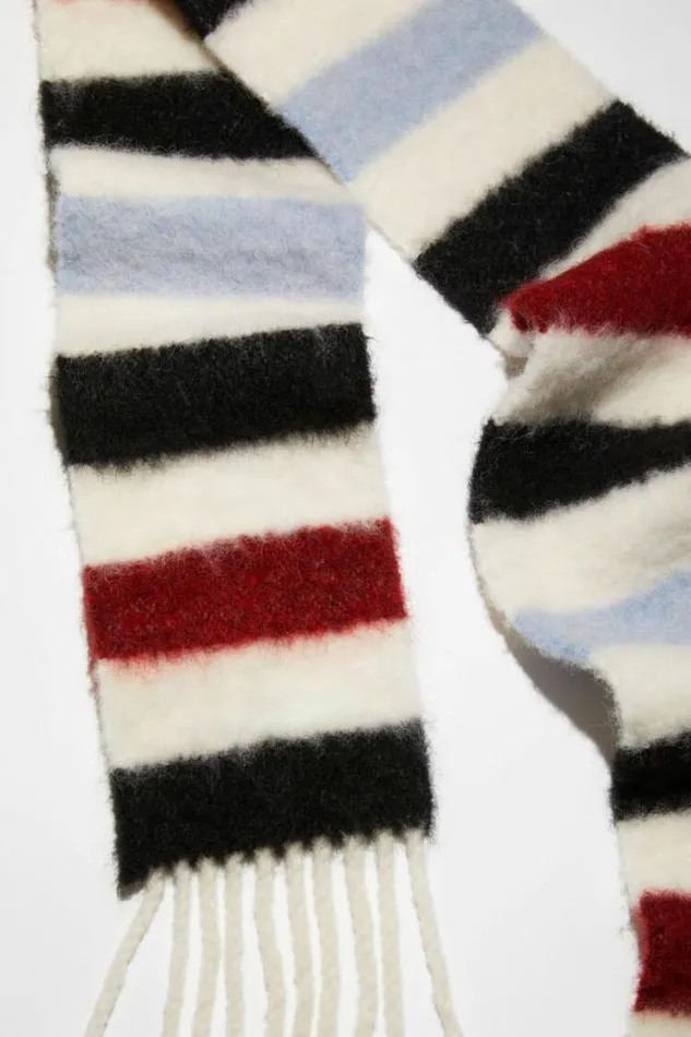 Acne Studios Scarves Woman Woolalpaca Fringe Scarf 8211 Skinny WhiteRedBlack
