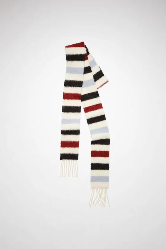 Acne Studios Scarves Woman Woolalpaca Fringe Scarf 8211 Skinny WhiteRedBlack