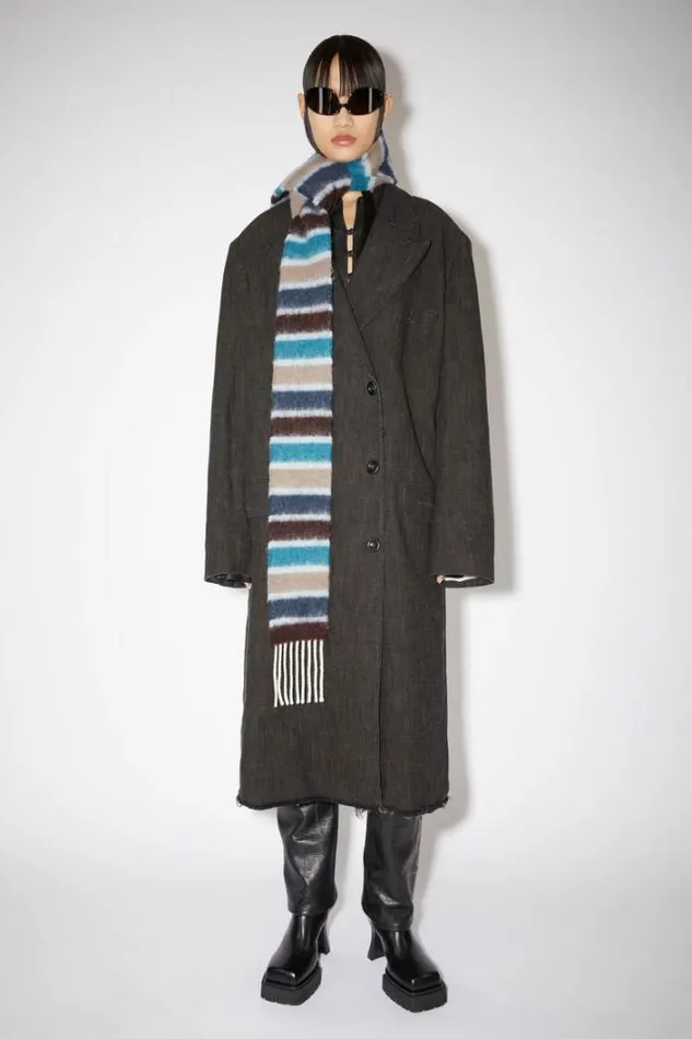 Acne Studios Scarves Woman Woolapaca Fringe Scarf 8211 Skinny BlueBrown