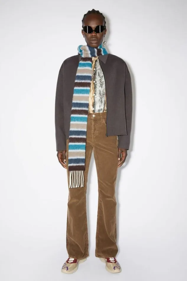Acne Studios Scarves Woman Woolapaca Fringe Scarf 8211 Skinny BlueBrown