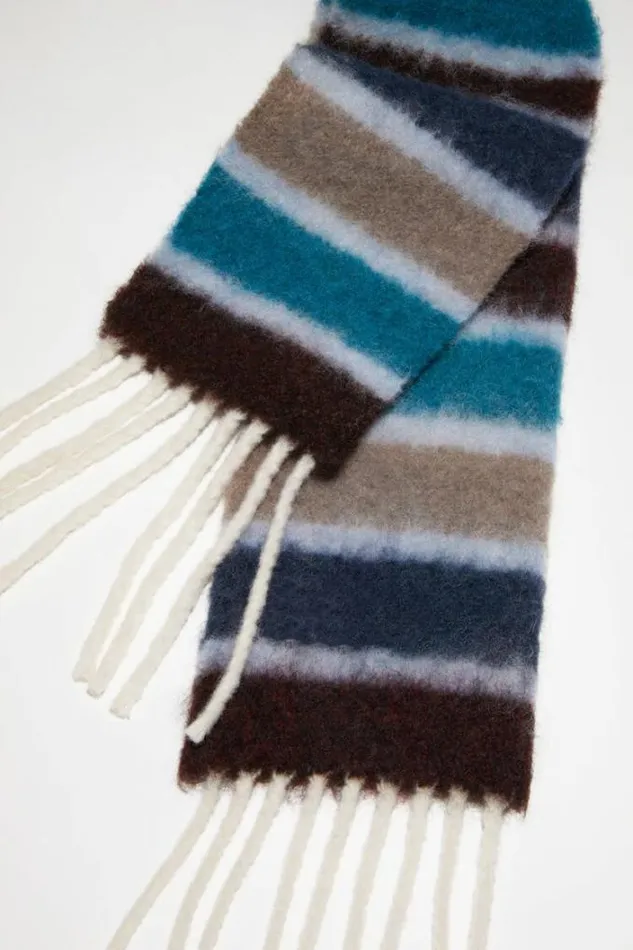 Acne Studios Scarves Woman Woolapaca Fringe Scarf 8211 Skinny BlueBrown