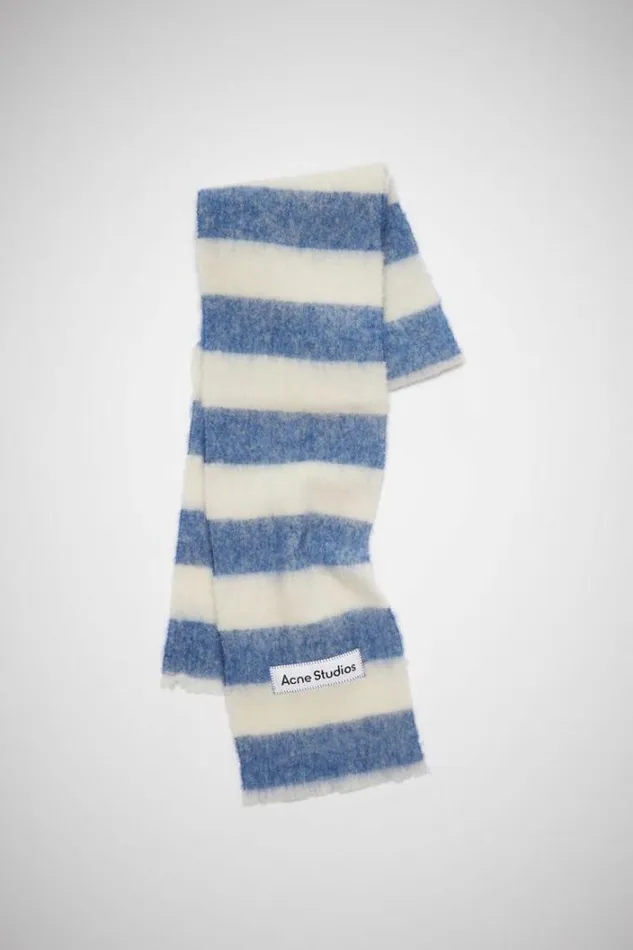 Acne Studios Scarves Woman Woolblend Stripe Scarf BlueWhite