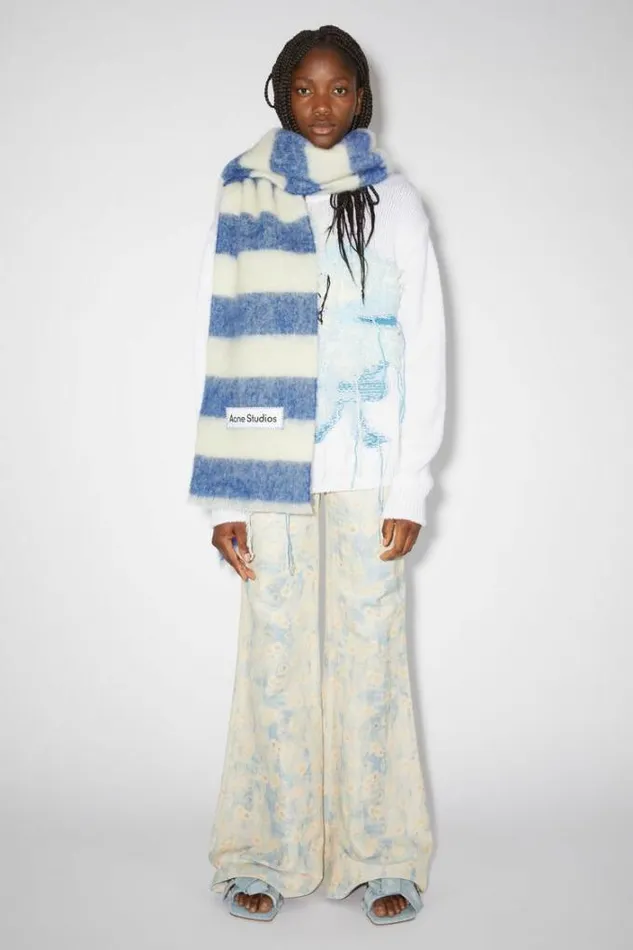 Acne Studios Scarves Woman Woolblend Stripe Scarf BlueWhite
