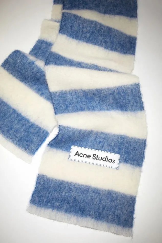 Acne Studios Scarves Woman Woolblend Stripe Scarf BlueWhite