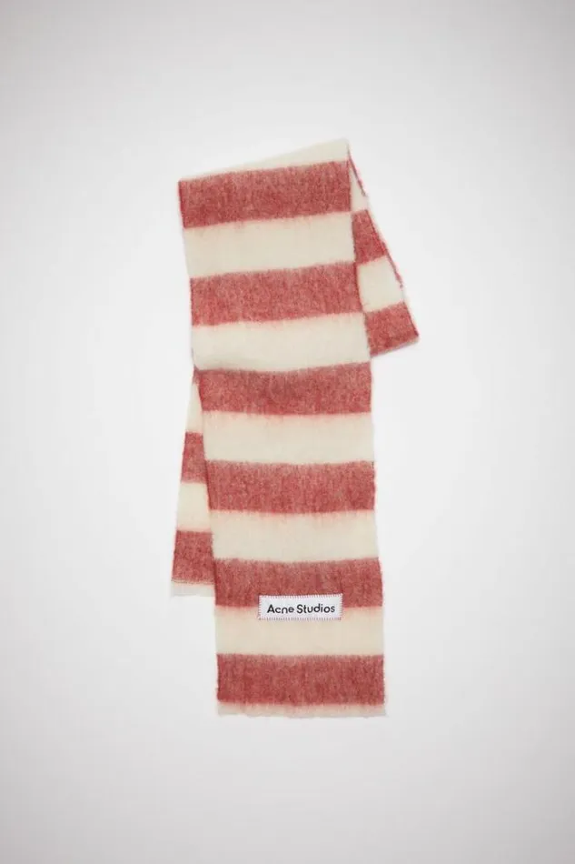 Acne Studios Scarves Woman Woolblend Stripe Scarf RedWhite