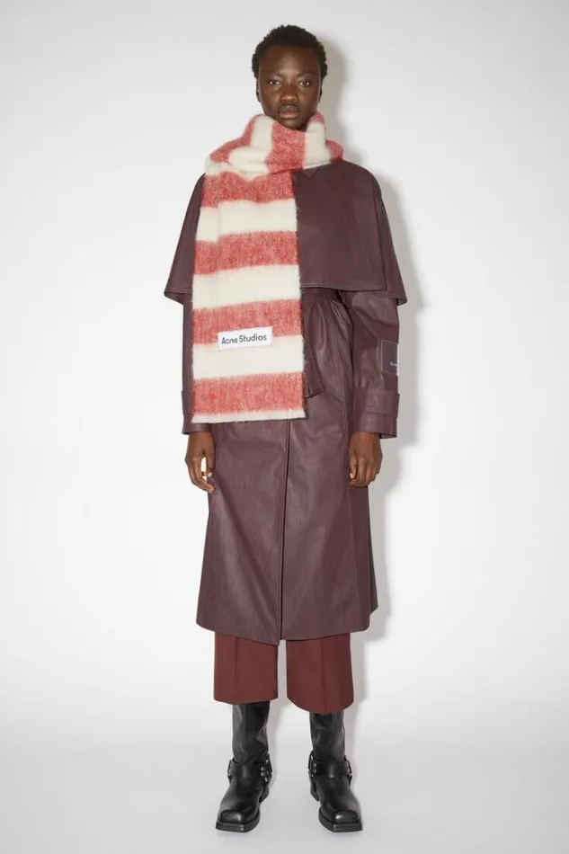 Acne Studios Scarves Woman Woolblend Stripe Scarf RedWhite