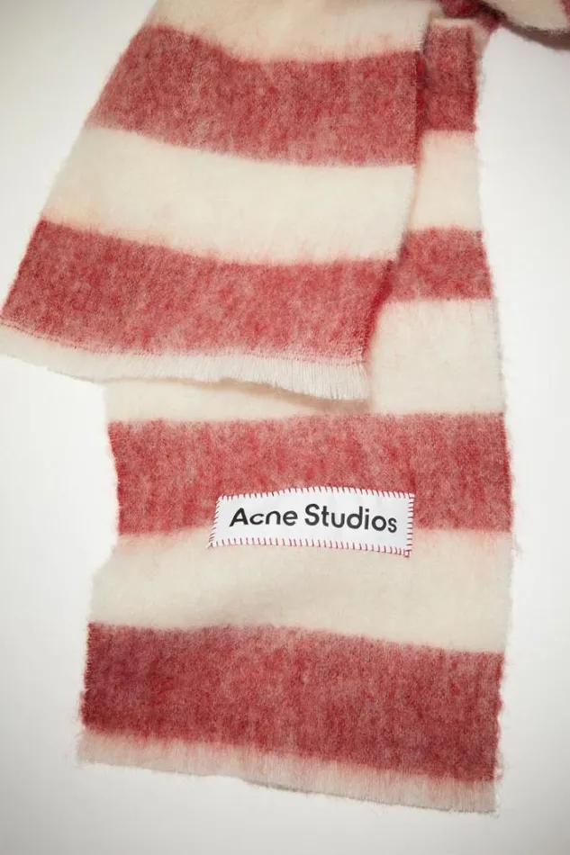 Acne Studios Scarves Woman Woolblend Stripe Scarf RedWhite
