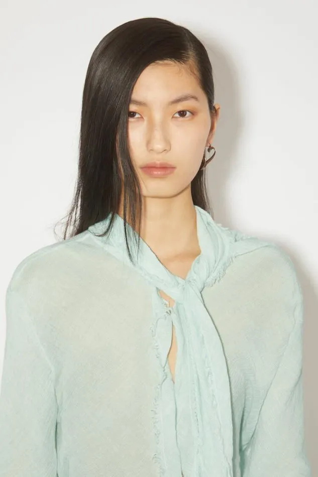 Acne Studios Shirts and Blouses Woman Crepe Scarf Blouse Caribbean Blue