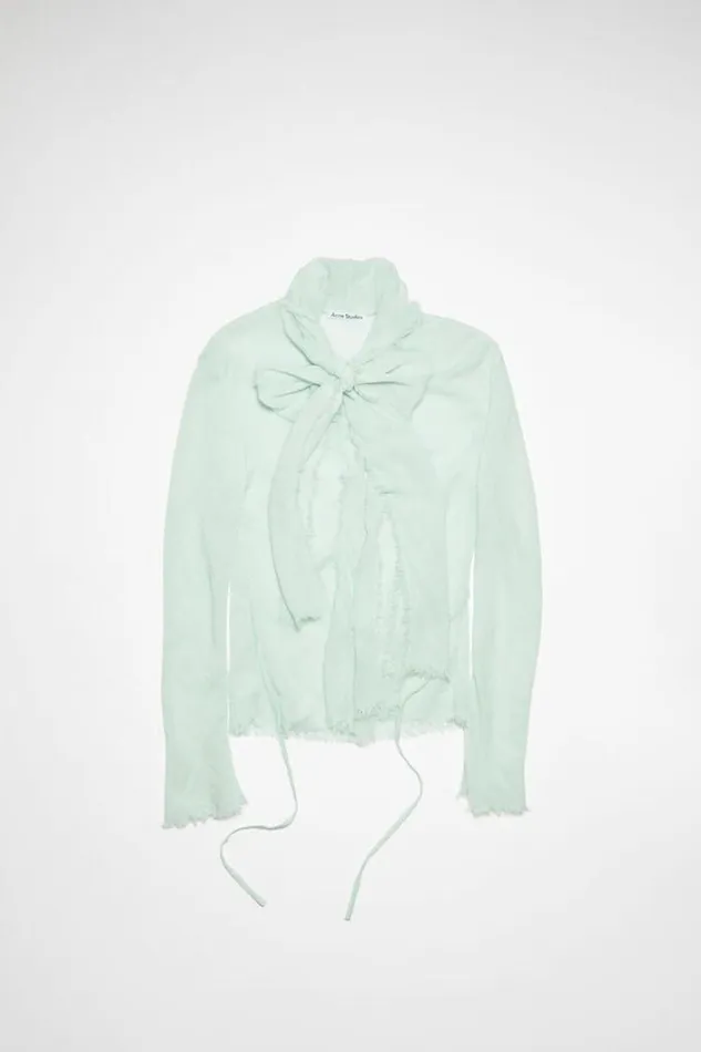 Acne Studios Shirts and Blouses Woman Crepe Scarf Blouse Caribbean Blue