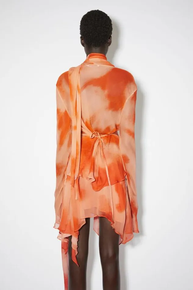 Acne Studios Shirts and Blouses Woman Crepe Scarf Blouse Orange