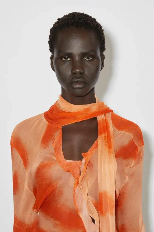Acne Studios Shirts and Blouses Woman Crepe Scarf Blouse Orange