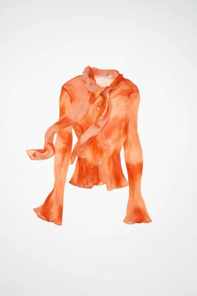 Acne Studios Shirts and Blouses Woman Crepe Scarf Blouse Orange