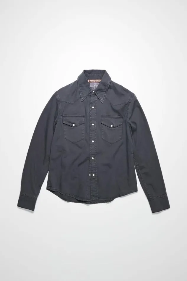 Acne Studios Shirts and Blouses Woman Denim Buttonup Shirt Dark Grey