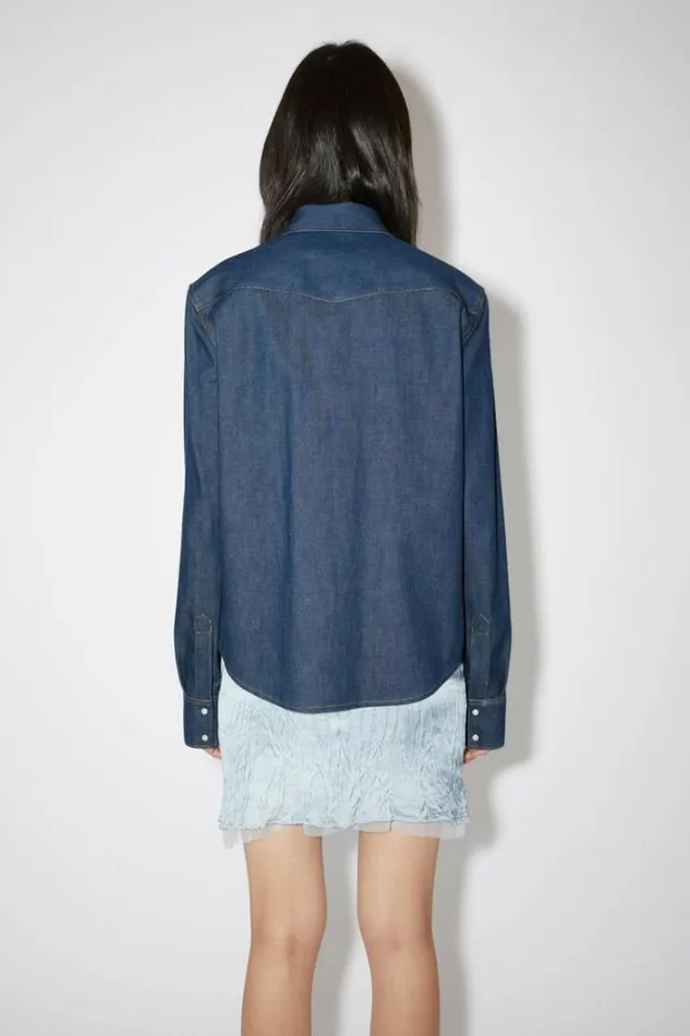 Acne Studios Shirts and Blouses Woman Denim Buttonup Shirt Indigo Blue