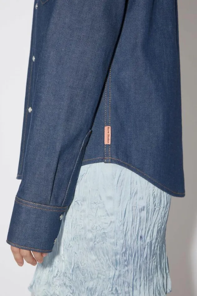 Acne Studios Shirts and Blouses Woman Denim Buttonup Shirt Indigo Blue