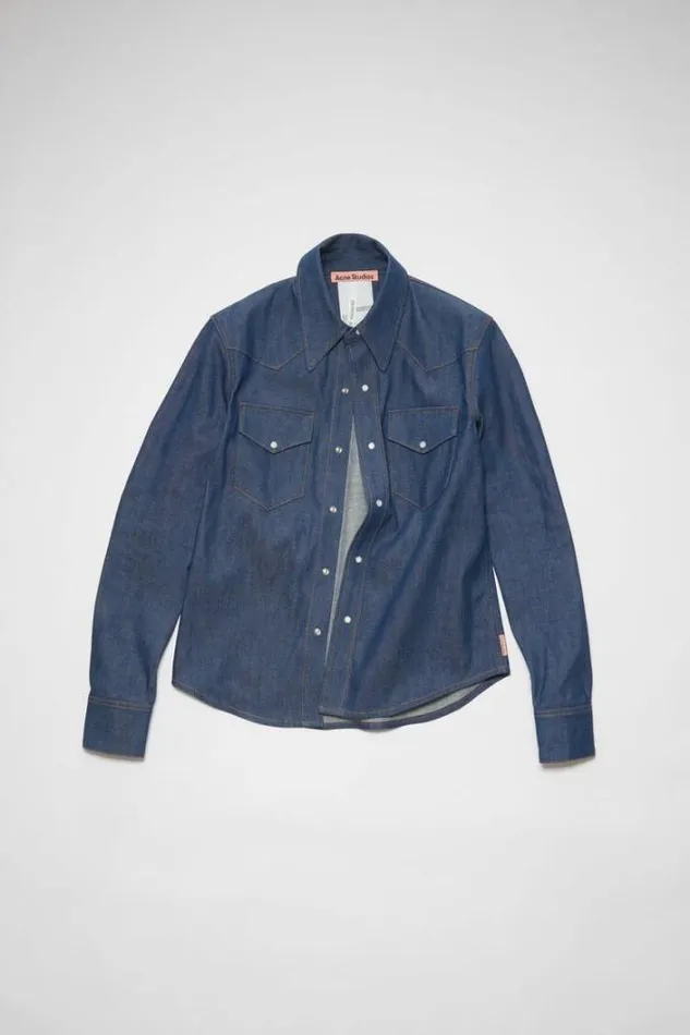 Acne Studios Shirts and Blouses Woman Denim Buttonup Shirt Indigo Blue