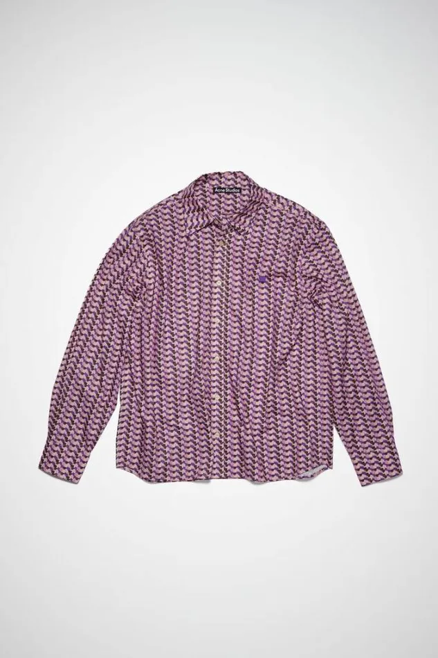 Acne Studios Shirts and Blouses Woman Face Print ShirtUnisex PurplePink