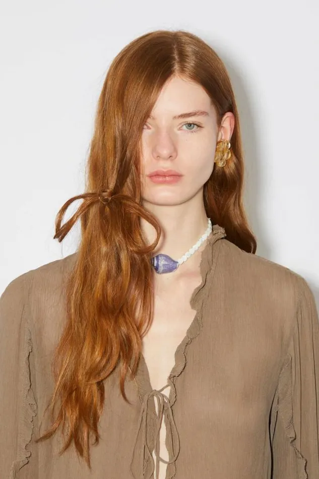 Acne Studios Shirts and Blouses Woman Long Sleeve Blouse Mud Green