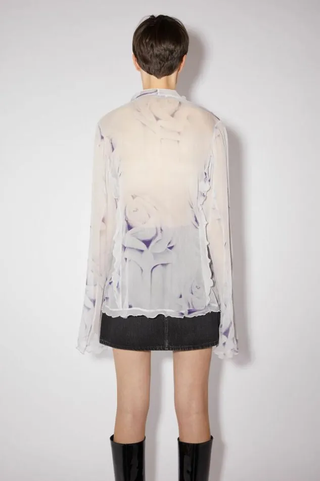 Acne Studios Shirts and Blouses Woman Printed Silk Buttonup Shirt White