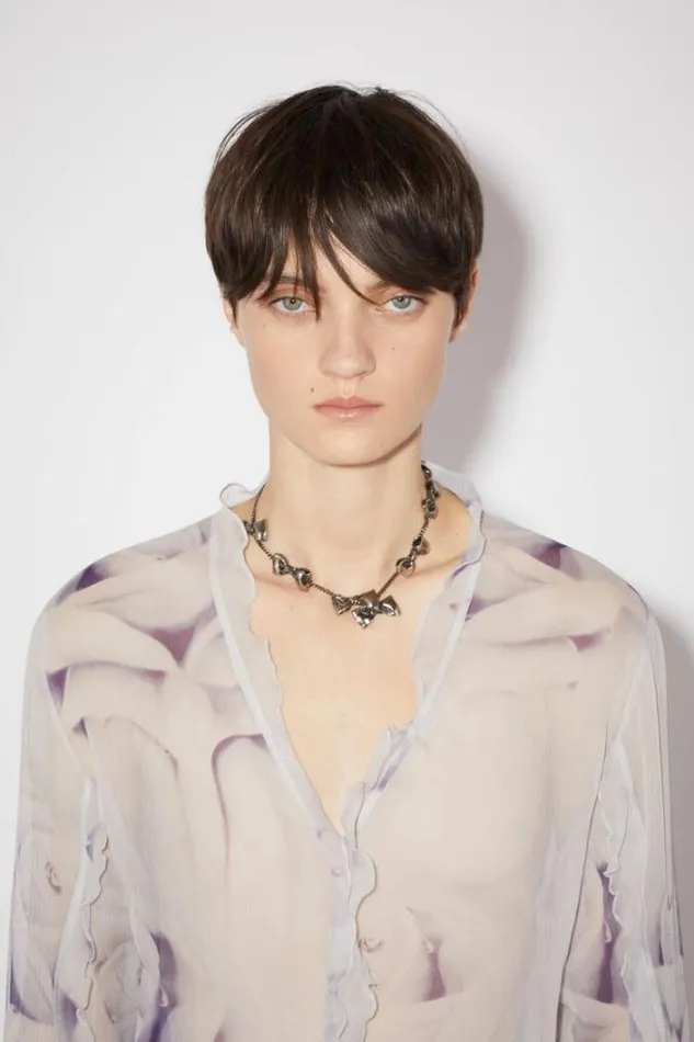 Acne Studios Shirts and Blouses Woman Printed Silk Buttonup Shirt White