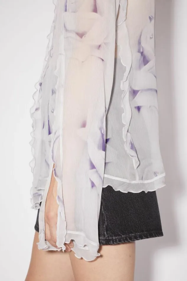 Acne Studios Shirts and Blouses Woman Printed Silk Buttonup Shirt White