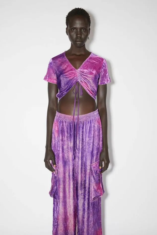 Acne Studios Shirts and Blouses Woman Short Sleeve Blouse Violet Purple