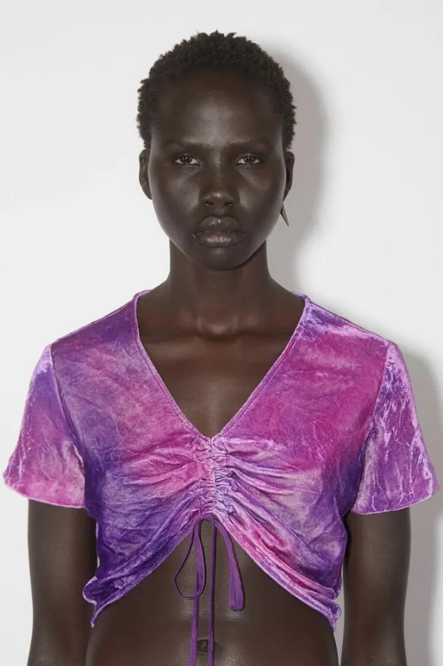 Acne Studios Shirts and Blouses Woman Short Sleeve Blouse Violet Purple