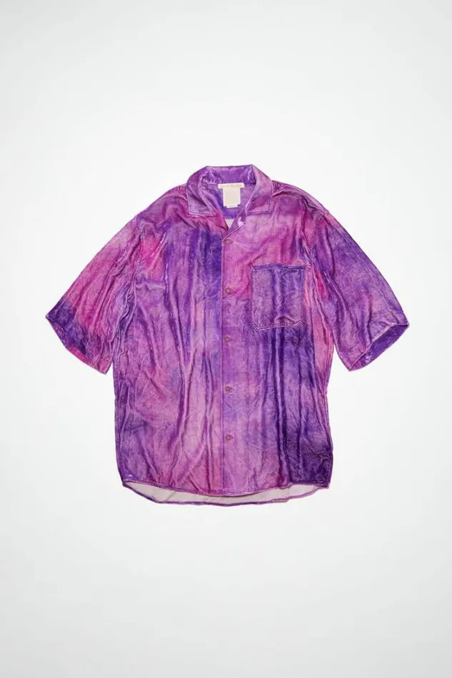 Acne Studios Shirts and Blouses Woman Short Sleeve Buttonup Shirt Violet Purple