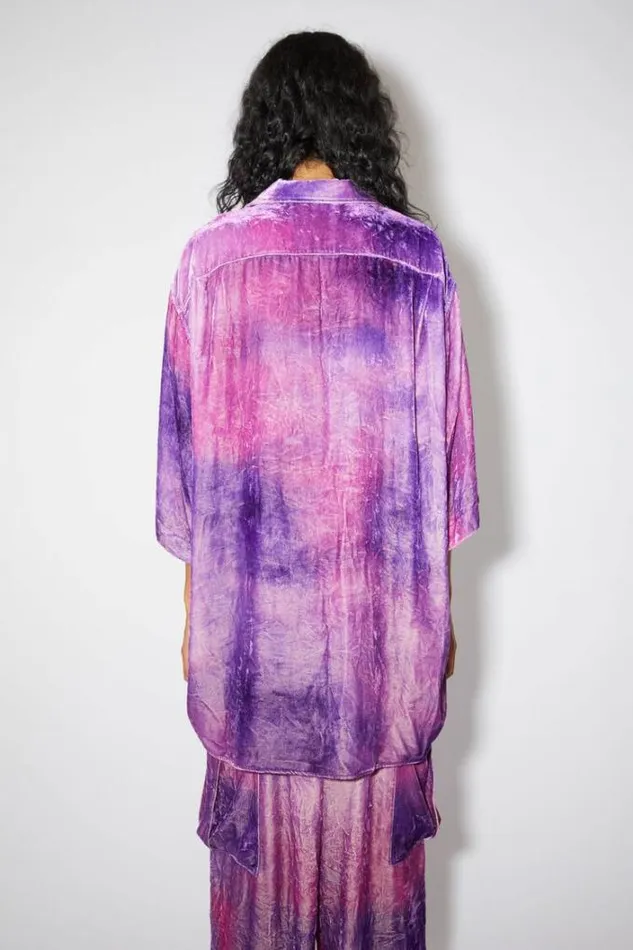 Acne Studios Shirts and Blouses Woman Short Sleeve Buttonup Shirt Violet Purple