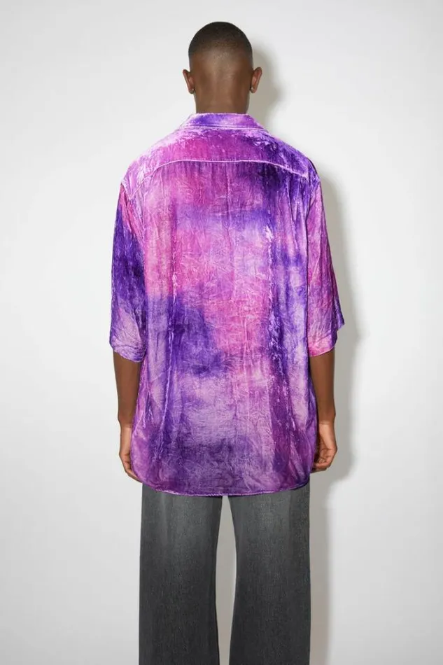 Acne Studios Shirts and Blouses Woman Short Sleeve Buttonup Shirt Violet Purple