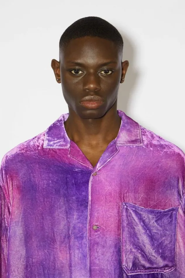 Acne Studios Shirts and Blouses Woman Short Sleeve Buttonup Shirt Violet Purple