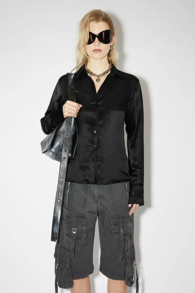 Acne Studios Shirts and Blouses Woman Silk Blend Buttonup Shirt Black