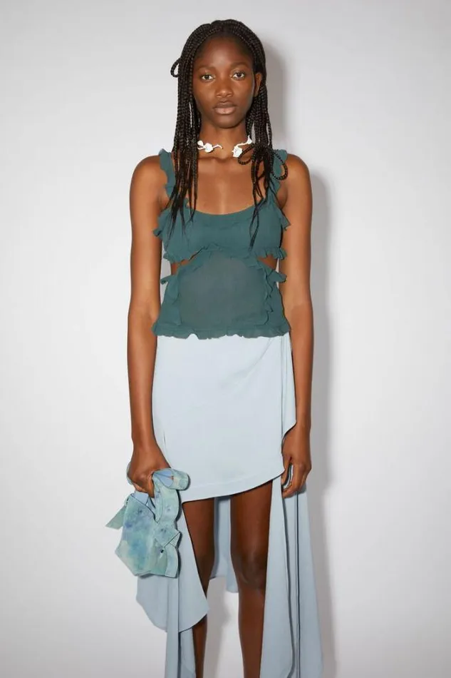 Acne Studios Shirts and Blouses Woman Strap Top Petrol Blue