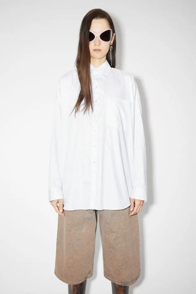 Acne Studios Shirts and Blouses Woman Stripe Buttonup Shirt WhiteBlue