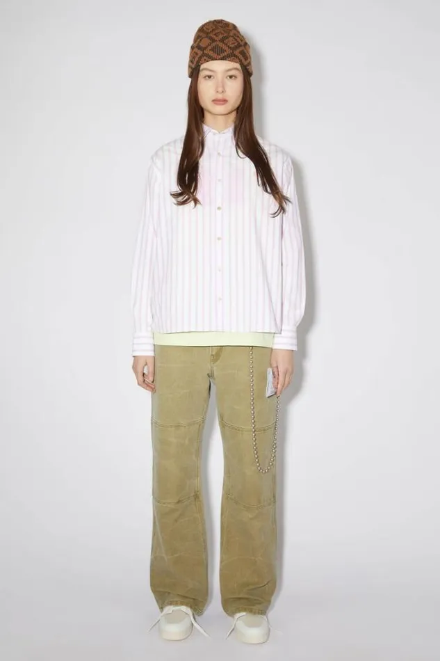 Acne Studios Shirts and Blouses Woman Stripe Buttonup ShirtUnisex WhiteRose Pink