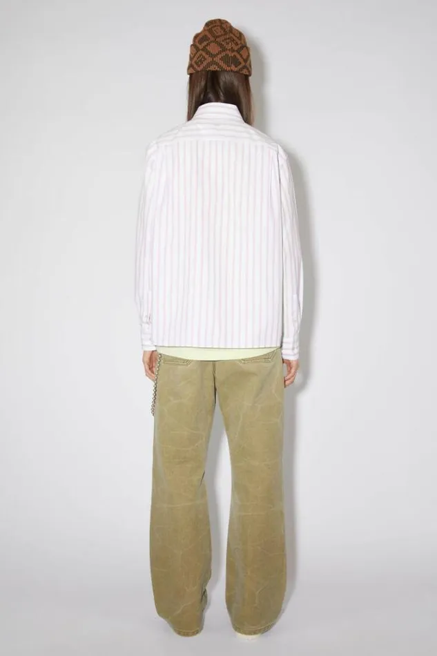 Acne Studios Shirts and Blouses Woman Stripe Buttonup ShirtUnisex WhiteRose Pink