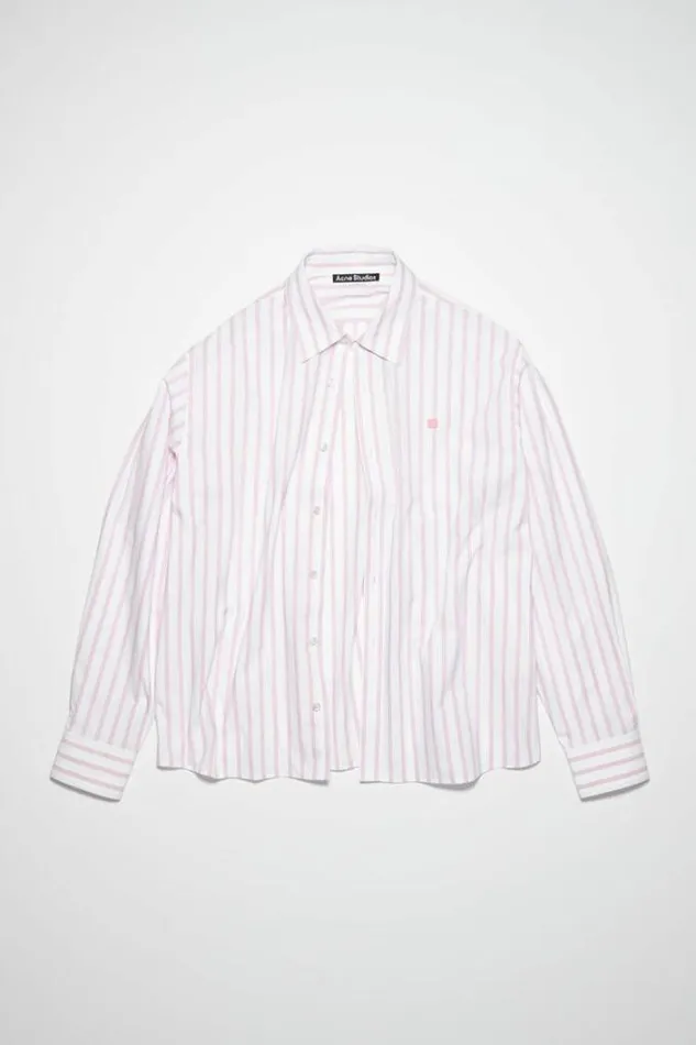 Acne Studios Shirts and Blouses Woman Stripe Buttonup ShirtUnisex WhiteRose Pink