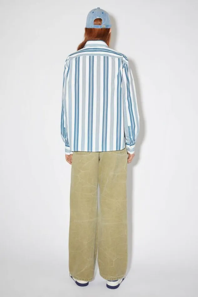 Acne Studios Shirts and Blouses Woman Stripe Buttonup ShirtUnisex WhiteSteel Blue