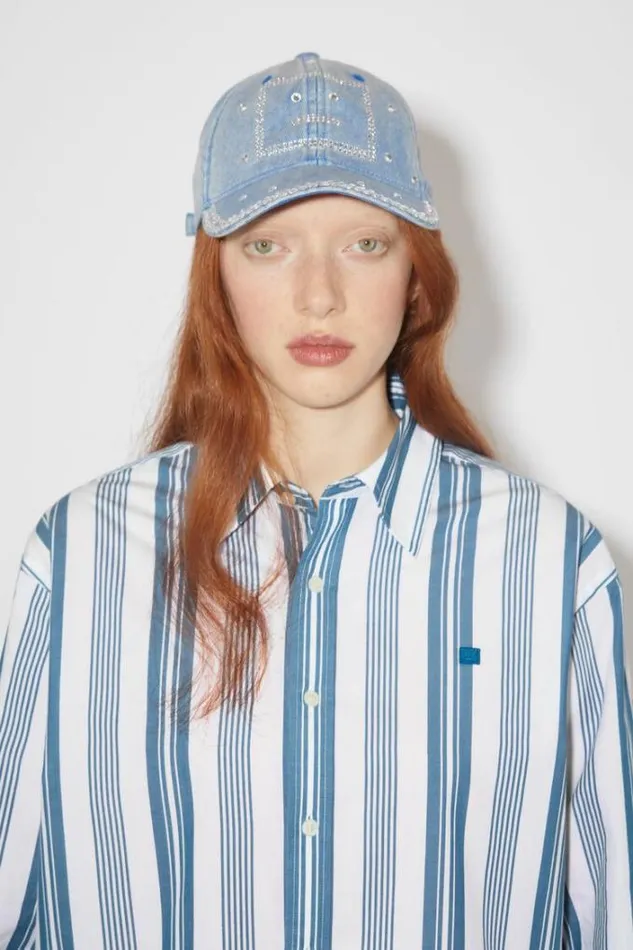 Acne Studios Shirts and Blouses Woman Stripe Buttonup ShirtUnisex WhiteSteel Blue