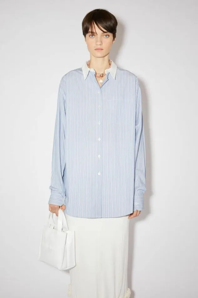 Acne Studios Shirts and Blouses Woman Striped Cotton Shirt BlueWhite