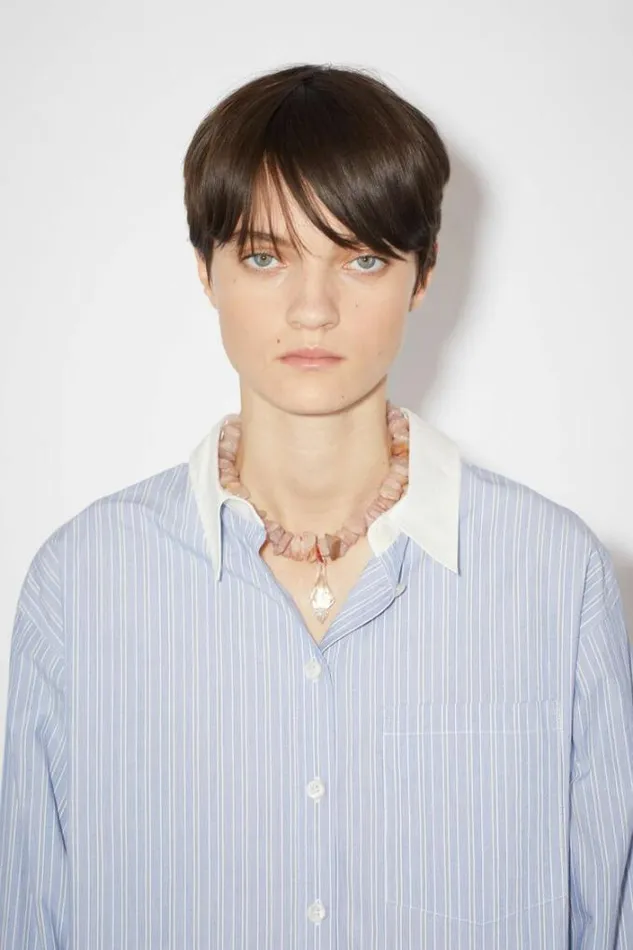 Acne Studios Shirts and Blouses Woman Striped Cotton Shirt BlueWhite