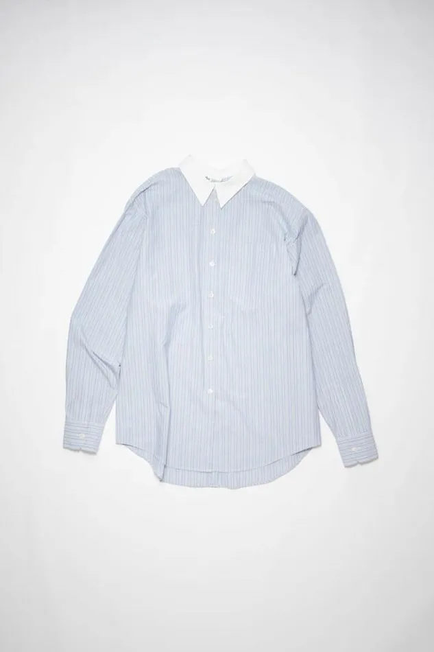 Acne Studios Shirts and Blouses Woman Striped Cotton Shirt BlueWhite