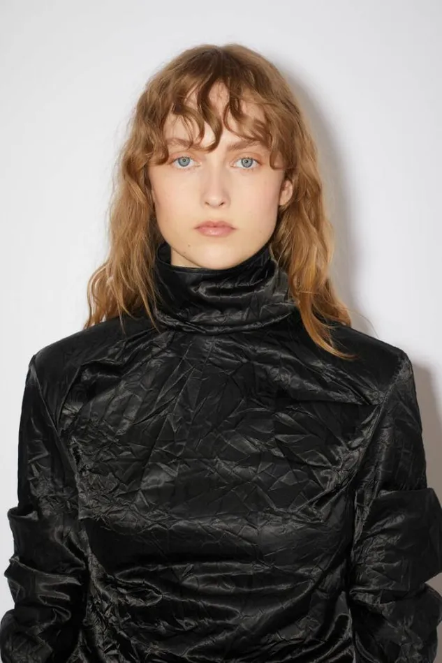Acne Studios Shirts and Blouses Woman Turtle Neck Satin BlouseRunway Show Black