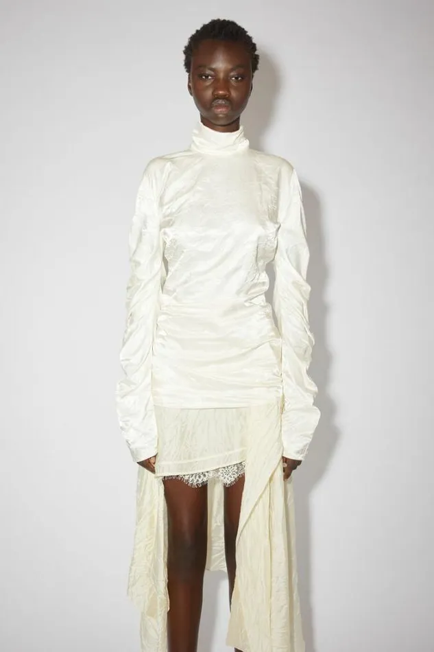 Acne Studios Shirts and Blouses Woman Turtle Neck Satin BlouseRunway Show White