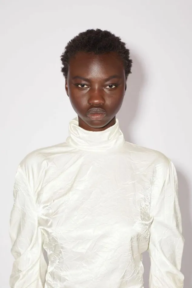 Acne Studios Shirts and Blouses Woman Turtle Neck Satin BlouseRunway Show White